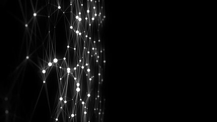 Sticker - abstract technology wave of particles. big data visualization. dark background with motion dots and 