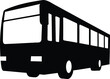 © DeveshSingh - Black and white silhouette of a bus in a modern, bold vector style for public transportation and urban designs