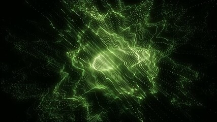 Sticker - futuristic digital wave with top view. dark cyberspace. particle explosion. abstract wave with dots.