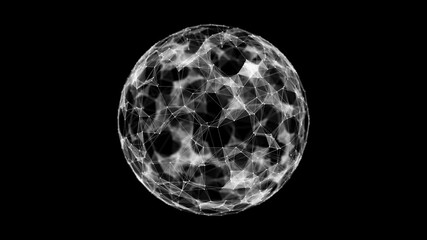 Sticker - futuristic black sphere of particles and lines. network connection big data. abstract technology bac