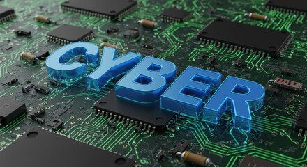 Poster - Explore Cyber Technology Concepts on a Detailed Circuit Board Image