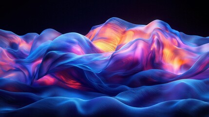 Wall Mural - Abstract glowing waves of blue, pink, and orange