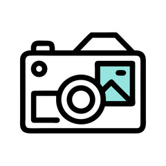 Poster - Camera with Image Icon Representing Photography and Visual Media