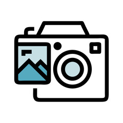 Poster - Camera with Image Icon Representing Photography and Visual Media