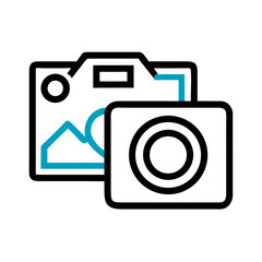 Poster - Camera with Image Icon Representing Photography and Visual Media