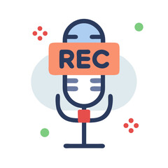 Poster - Microphone with Rec Tag Icon – Audio Recording and Media Symbol