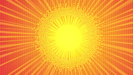 Poster - radiant burst of light: a vivid and energetic illustration of a central sun radiates outwards, with 