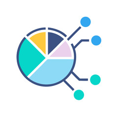 Poster - Pie Chart with Nodes Icon – Market Analysis and Data Distribution Symbol