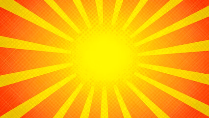 Poster - radiant sunburst: a vibrant burst of yellow and orange radiates outwards, creating a dynamic and ene
