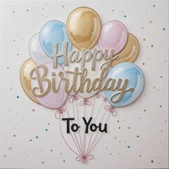 Fototapete - Happy Birthday Greeting Card with balloons and confetti. Vector illustration. (풍선과 색종이 조각이 그려진 생일 축하 카드. 벡터 일러스트입니다.)
