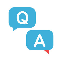 Fototapete - Speech Bubbles with A and Q Icon – Language and Q&A Communication Symbol