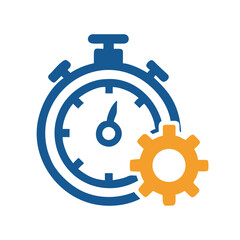 Poster - Stopwatch with Gear Icon – Industrial Efficiency and Time Management Symbol