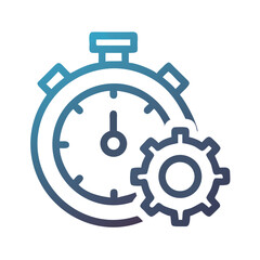 Poster - Stopwatch with Gear Icon – Industrial Efficiency and Time Management Symbol