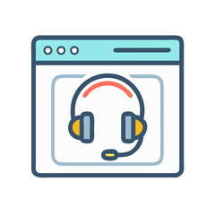 Poster - Webpage with Headset Icon – Customer Support and Assistance Symbol