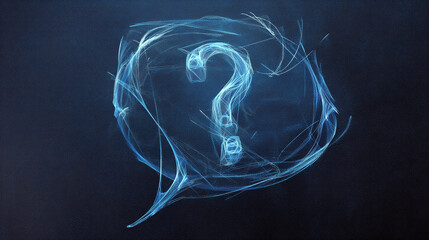 Aufkleber - Glowing blue question mark in a speech bubble, abstract digital design, evokes curiosity and inquiry, suitable for websites or presentations needing a thought-provoking element