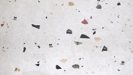 Leinwandbilder - White and yellow textured background with lots of colorful stones. Tiles are scattered all over the floor