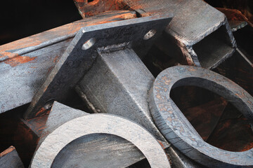 Poster - Various cut metal parts as an industrial background.