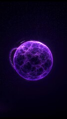 Poster - Glowing purple orb radiating electric textures with shimmering particle trails on a dark background
