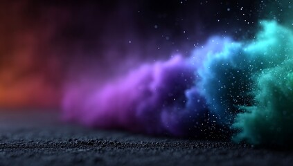 Wall Mural - a colorful nebula with stars in the background and a black surface at the bottom the colors of the n