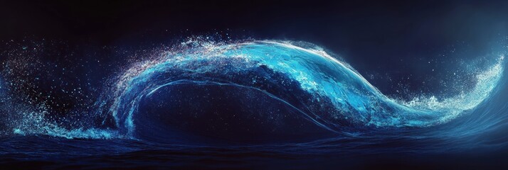 Fototapete - Ocean wave transforms into whale tail under moonlight in tranquil waters