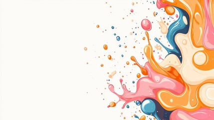 Poster - Colorful abstract paint splash on a white background, vibrant creative design concept.