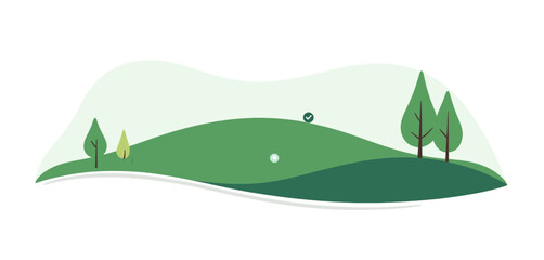 Wall Mural - Green Golf Course Illustration with Ball and Checkmark