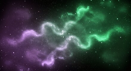 Wall Mural - Cosmic Nebula Swirls Across the Universe with Green and Purple Hues