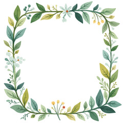 Wall Mural - Watercolor floral square frame with green leaves