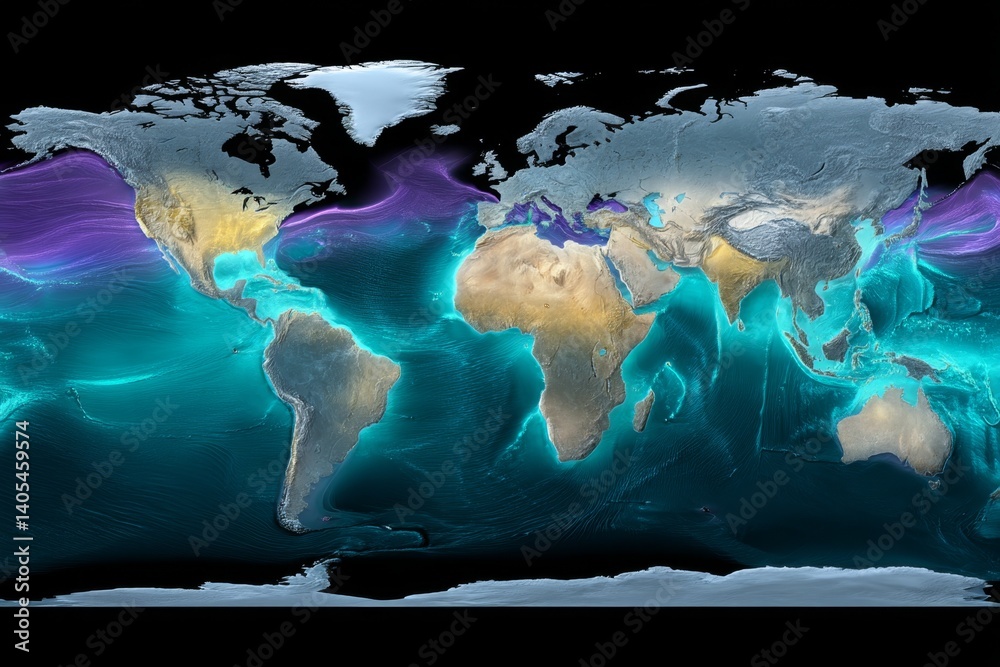 Digital map of a future Earth showing zones of innovation and ...