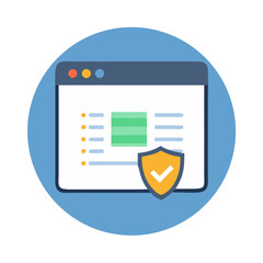 Poster - Browser Window with Shield and Chip Icon – Cybersecurity and Data Protection Symbol
