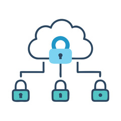 Aufkleber - Cloud Network with Multiple Locks Icon Representing Multi-Layered Cloud Security and Protected Data