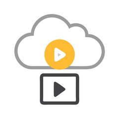 Poster - Cloud with Play Button Icon Representing Online Media Streaming and Cloud Playback