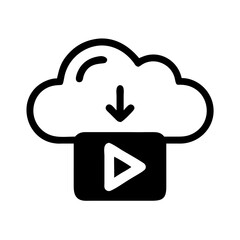 Poster - Cloud with Play Button Icon Representing Online Media Streaming and Cloud Playback