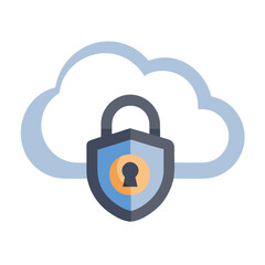 Aufkleber - Cloud with Lock Shield Icon Representing Secure Cloud Storage and Data Protection