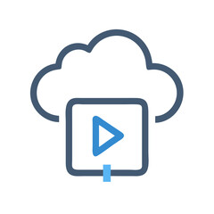 Poster - Cloud with Play Button Icon Representing Online Media Streaming and Cloud Playback