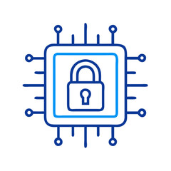 Poster - Cybersecurity Chip with Lock Icon Representing Hardware-Based Security and Data Encryption