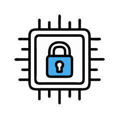 Poster - Cybersecurity Chip with Lock Icon Representing Hardware-Based Security and Data Encryption