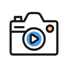 Fototapete - Digital Camera with Play Button Icon Representing Photo Review and Media Playback