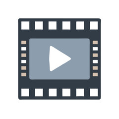 Fototapete - Film Strip with Play Icon Representing Video Playback and Cinematic Media Content