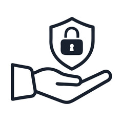 Poster - Hand with Shield Lock Icon Representing Data Protection and Secure Access Control