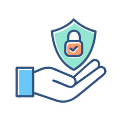 Poster - Hand with Shield Lock Icon Representing Data Protection and Secure Access Control