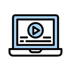 Fototapete - Laptop with Play Button Icon Representing Digital Media Playback and Online Streaming
