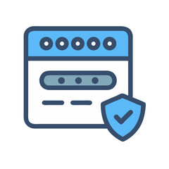 Poster - Password Entry with Shield Icon Representing Secure Login and Protected Authentication