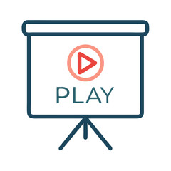 Fototapete - Projection Screen with Play Button Icon Representing Video Presentation and Media Display
