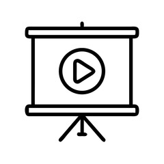 Fototapete - Projection Screen with Play Button Icon Representing Video Presentation and Media Display