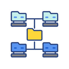 Fototapete - Server Network with Folders Icon Representing Data Organization and File Sharing System