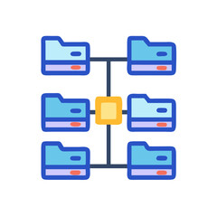 Aufkleber - Server Network with Folders Icon Representing Data Organization and File Sharing System