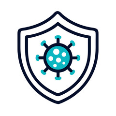 Fototapete - Shield with Virus Symbol Icon Representing Antivirus Protection and Digital Security