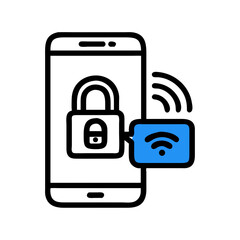 Poster - Smartphone with NFC Signal and Lock Icon Representing Secure Contactless Payment and Data Protection