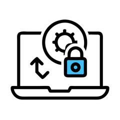 Poster - Software Update with Lock Icon Representing Secure System Upgrade and Protected Installation